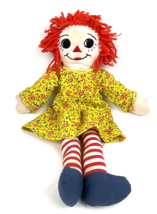 Vintage Handmade Raggedy Ann Doll Embroidered Face 17&quot; Cloth Rag Calico Dress - £22.78 GBP