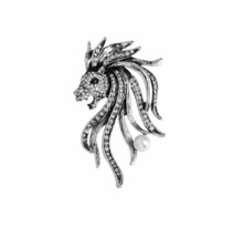 Stunning vintage look silver plated retro lion celebrity brooch broach pin b49o - $23.63