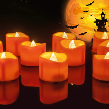 Halloween 24 Pack Orange Tea Light Candles, Battery Operated LED Tealights, Smal - £19.09 GBP