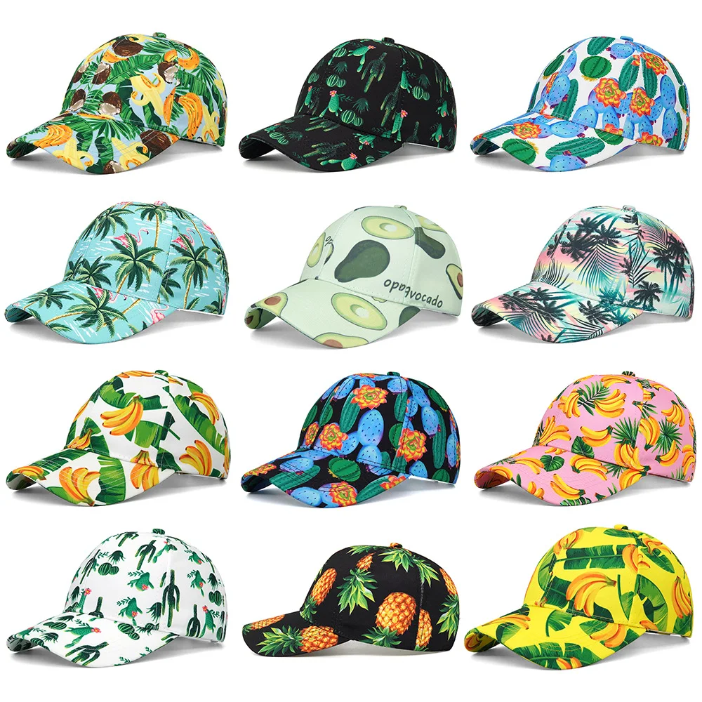 Fruit Print Baseball Caps Summer Outdoor Sunshade Sun Hats Women Men Travel - £12.96 GBP