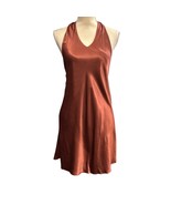 Shore Brand Y2K Dress Womens S Rust Satin Mini Halter Slip Low Back Even... - €28,72 EUR