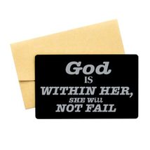 Motivational Christian Black Aluminum Card, God is Within Her, She Will ... - $16.61