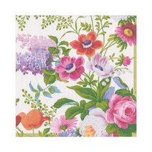 Caspari Edwardian Garden Paper Luncheon Napkins in Ivory, Four Packs of 20 - £23.47 GBP