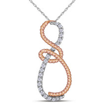 10k White Gold Womens Round Diamond Rose-tone Rope Infinity Pendant 1/4 Cttw - £239.00 GBP