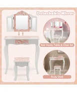 Kids Girls Vanity Table Set Makeup Dressing With Mirror Stool Make Girl ... - $2,158.14 MXN+