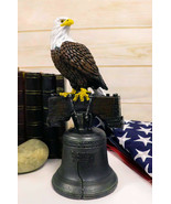 Independence Day American Patriotic Bald Eagle Perching On Liberty Bell Figurine - $27.99
