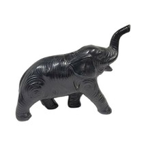 Vintage Black Plastic ELEPHANT Trunk Up Figurine Made in JAPAN 4&quot; Long G... - $28.02