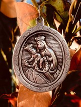 antique large silver pendant mary with Jesus - $179.00