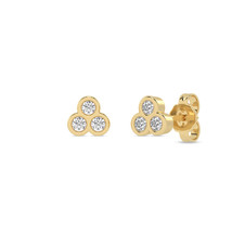 14k Yellow Gold 0.25Ct TDW Lab Created Round Diamond Three Stone Stud Earrings - £366.35 GBP