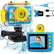 Kids Camera - 180 Rotatable 20Mp Children Digital Action Camera Underwater Sport - £51.51 GBP