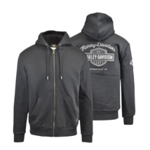 Harley-Davidson Men&#39;s Hoodie Black Sherpa-Lined Graphic Zip Front (S10) - £64.70 GBP