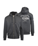 Harley-Davidson Men&#39;s Hoodie Black Sherpa-Lined Graphic Zip Front (S10) - £64.35 GBP