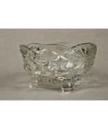 3 Point Footed Clear Glass Bowl Pinwheel &amp; Star Design Scalloped Rim 4 3... - £13.00 GBP