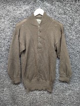 Vintage Sweater Men Medium Military Green Wool OD 3721 38-40 Henley - £29.48 GBP