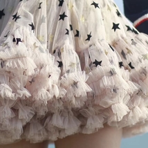 A-line Cream Ruffle Tulle Skirt Women Plus Size Star Pattern Puffy Tulle Skirts image 7