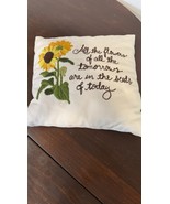 Vintage Crewel Embroidery Pillow Sunflowers - $38.28 CAD