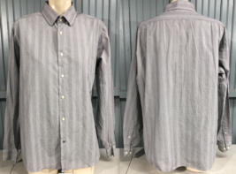 Ben Sherman Gray Thin Stripe Pattern Mens L/S Button Shirt XL 24&quot; Chest - £10.46 GBP