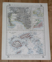 1921 Antique Map Of Melbourne Australia / Fiji / Philippines / Borneo Brunei - £22.34 GBP