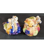 Kirkland Ceramic SALT &amp; PE PPER SHAKERS Fall AUTUMN APPLES GRAPES Hand P... - €11,54 EUR