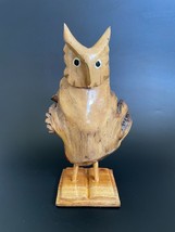 Vintage Parasite Wood Carving Owl Art Sculpture Lacquered Rustic Bark Statue - £36.16 GBP