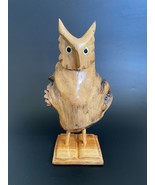 Vintage Parasite Wood Carving Owl Art Sculpture Lacquered Rustic Bark St... - £35.88 GBP
