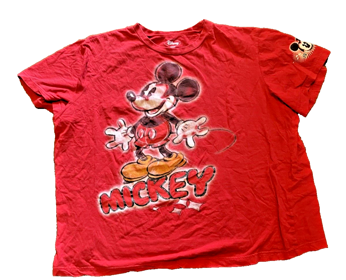 T-Shirt Mickey Mouse Red 1928 Chalk Design 2XL Disney Shirt - $16.69