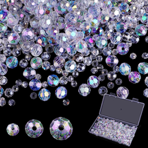 Crystal Glass Beads for Jewelry Making, 500 Pcs Assorted Crystal Beads Bulk, Mix - £10.28 GBP