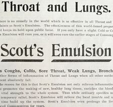 Scott&#39;s Emulsion Medicine 1894 Advertisement Victorian Medical Lungs ADB... - $10.00