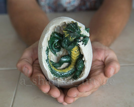 Adorable Fierce Dragon Hatchling Egg Faux Stone Fantasy GREEN Superb Det... - £10.91 GBP