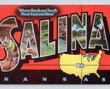 Grande Lettera Greetings From Salina Kansas Ks Lino Cartolina N7 - £4.06 GBP