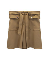 Maje Belted Mini A-Line Skirt In Polyester Women Camel S - £78.59 GBP