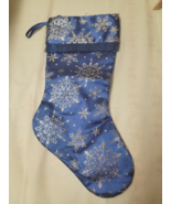 Blue Silky Snowflake Christmas Stocking Glittery 18 in with Fringe - £11.55 GBP