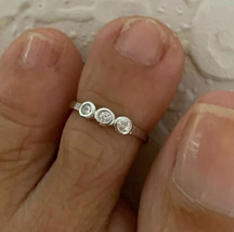 Adjustable 0.30 Ct Simulated Diamond Womens Bezal Set Toe Ring Real 925 Silver - £26.14 GBP