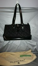 Burberry Designer Black Quilted Patent Leather Handbag With Dust Bag Italy - £310.33 GBP