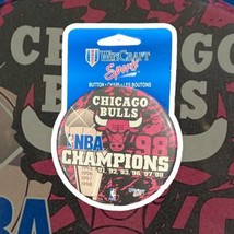 Chicago Bulls VTG Wincraft Button 3 1/2&quot; NBA Champions 91 92 93 96 97 98 Jordan  - £9.62 GBP