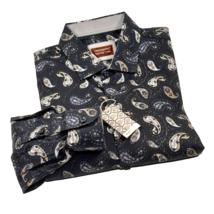 Consequence Men&#39;s Fitted L/S Shirt Paisley Print Black Size Large - $34.00