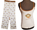 Ann Lori White Monkey Going Bananas 2 Piece Womens Sleep Lounge Set NWT ... - $14.25