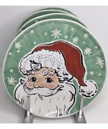 4 Ceramic Dinner Plates ELI + ANA Sammy Santa Green Christmas Holiday 10... - $110.08 CAD