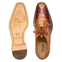 Belvedere Domenico Shoes Genuine Caiman Crocodile Lace Up Two-Tone Saddle Ant Wa image 2