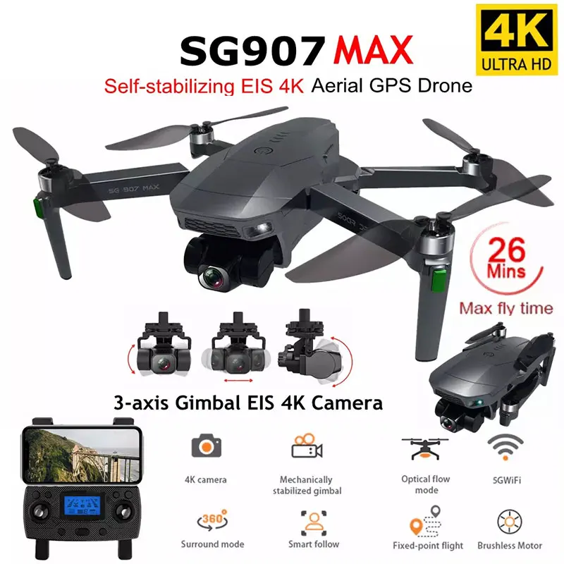 2023 New SG907 MAX GPS Professional Drone with 5G WiFi EIS 4K Camera Three-Ax - £181.33 GBP+