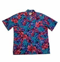 Vintage Hilo Hattie Hawiian Shirt Men’s Large Match Pocket Hibiscus Flowers  - £46.41 GBP