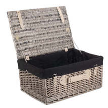 51cm Antique Wash Wicker Picnic Basket with Cotton Lining - £44.91 GBP+