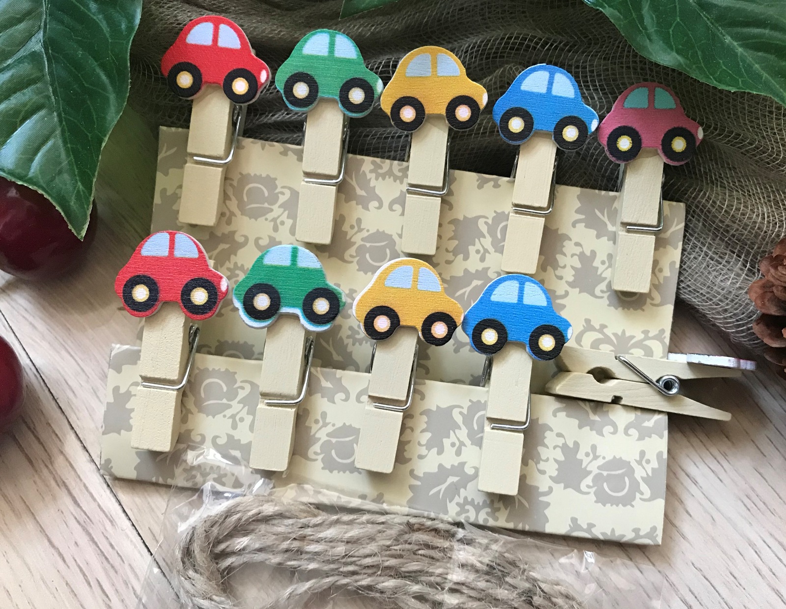 Primary image for car paper wooden clip,colorful clothespins,christmas Party gift Favor Decoration