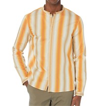John Varvatos Collection Men&#39;s Broad Ombre Stripes Silk Blend Shirt Squash XL - £61.89 GBP