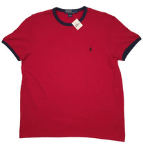 NEW Vintage Polo Ralph Lauren Polo Player T Shirt!  Red  Navy Trim & Polo Player - £26.27 GBP