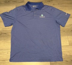 Nike Golf The Barclays Logo Dri-Fit Blue w/White Pinstripes Polo Size XXL - $14.50