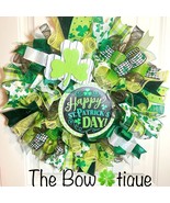 Handmade Happy St. Patrick’s Day Ribbon Prelit Wreath 22 ins LED W8 - £58.97 GBP
