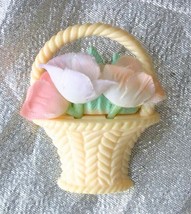 Hallmark Plastic Basket with Fabric Flowers Brooch 1980s vintage 1 1/2&quot; - £9.81 GBP