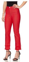 NWT Diane Gilman 595291 Womens Classic Red Frayed Hem Cropped Jeans - £23.88 GBP