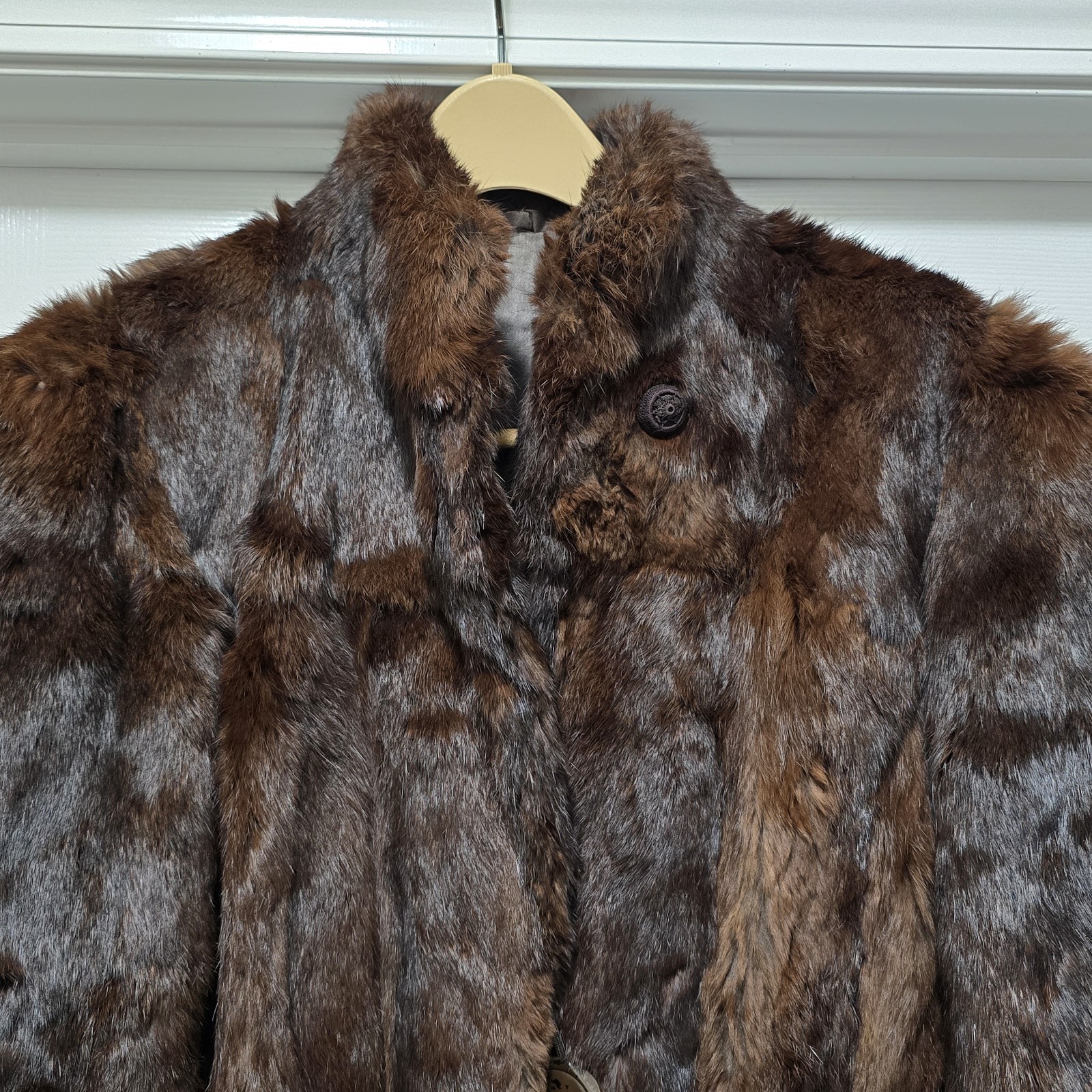 VTG Genuine Rabbit Fur Mid Length Coat Dark Brown Women’s Sz S NEEDS REPAIRS Item image 12